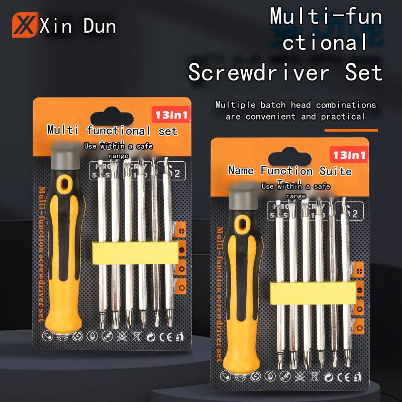 Xindun 13-in-1 Screwdriver Set with Hex and Flat Head, Stainless Steel