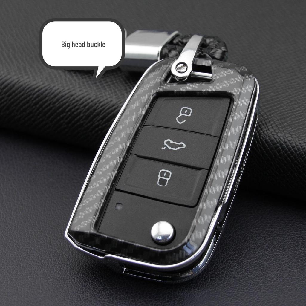 Carbon Fiber Volkswagen Golf 6 Key Case: Protective Cover for Three-Button Models.