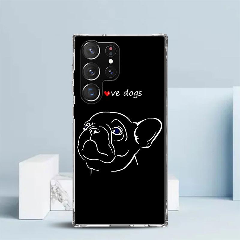 French Bulldog Black White Phone Case For Samsung Galaxy S24 S25 Edge S26 Ultra S22 S23 Plus S21 + S20 FE Soft TPU Back Cover Ga