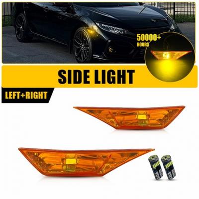 Orange Side Lamp Light Marker W/ Led White Bulbs for 2016- Honda Civic Sedan