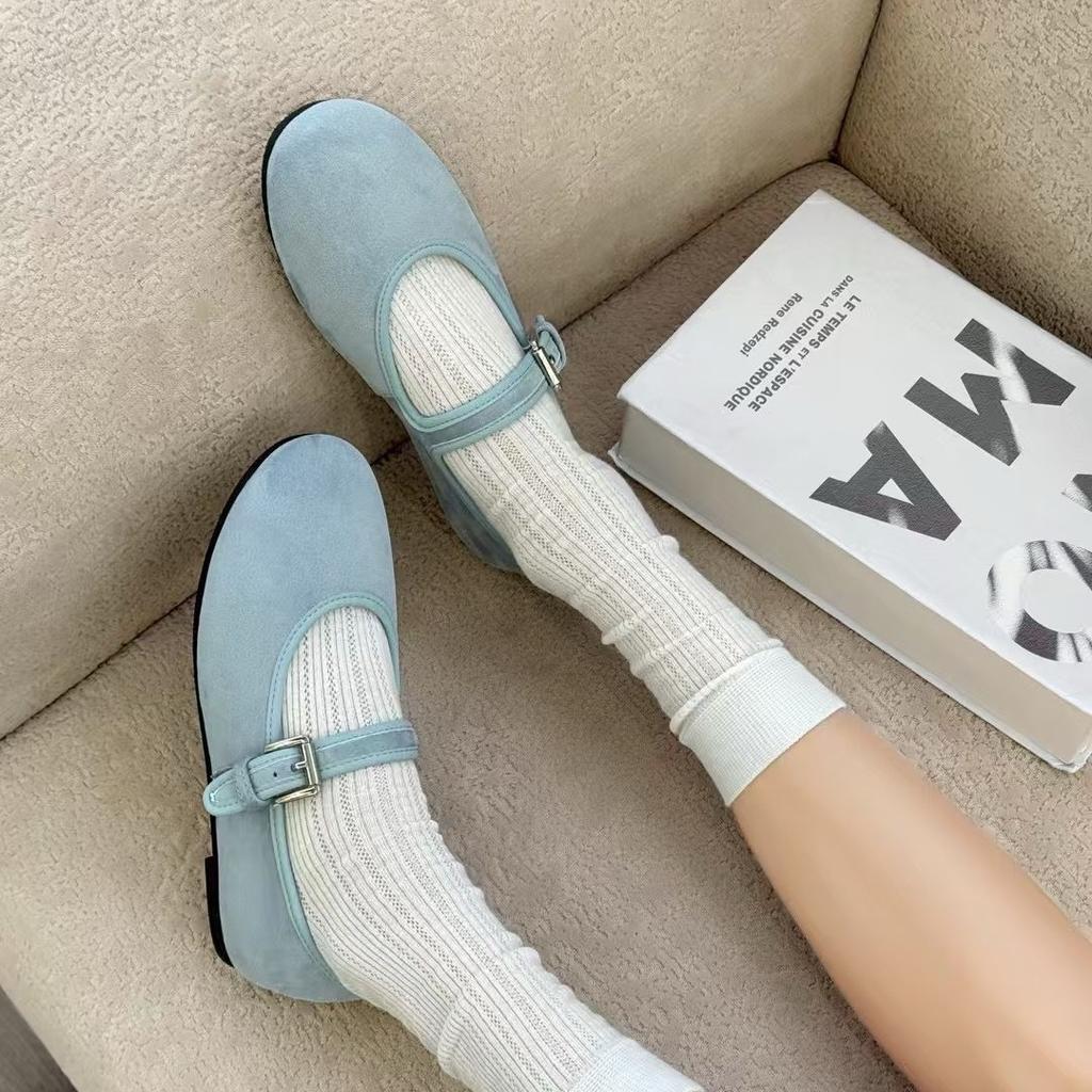 Candy color retro Mary Jane shoes for women, new round head flat bottom super soft light mouth grandma single shoes