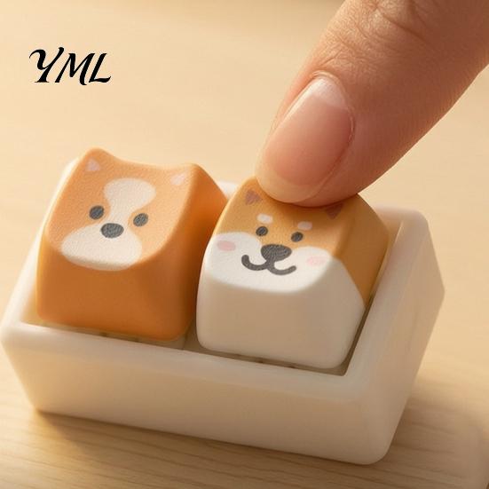 Mechanical Keyboard Toy Cartoon Dog Fidget Toy, 1/2/3/4/9-Key Push Button Stress Tactile Feedback Relief Mini for Backpack Handbag Purse Charm