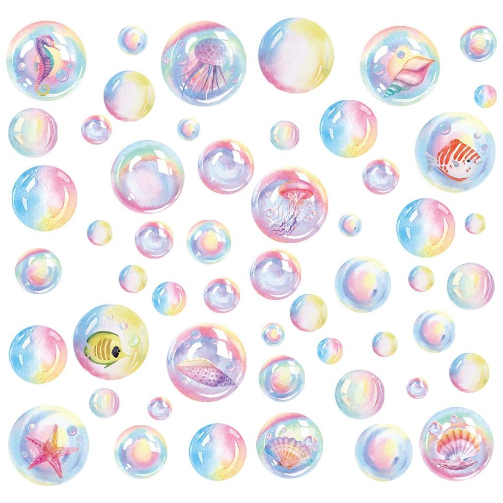 Ocean Animal Watercolor Window Stickers: Realistic Electrostatic Decorations for Glass and Shop Windows