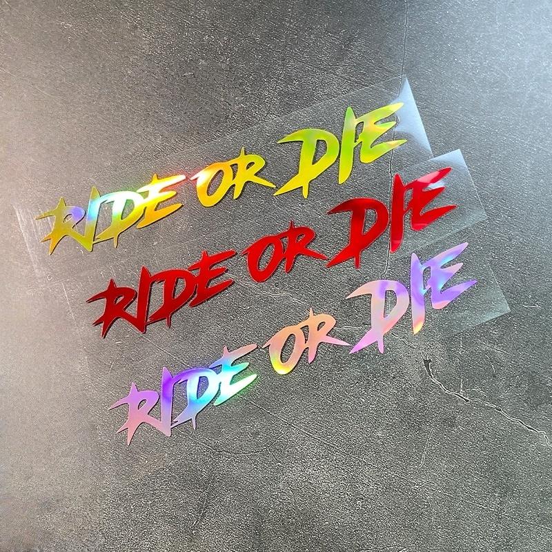 1 Stück RIDE OR DIE Autoaufkleber Wasserdicht für Auto Fenster Stoßstange DIY Motorradhelm Kraftstofftank Fahrrad Universal Vinly Aufkleber