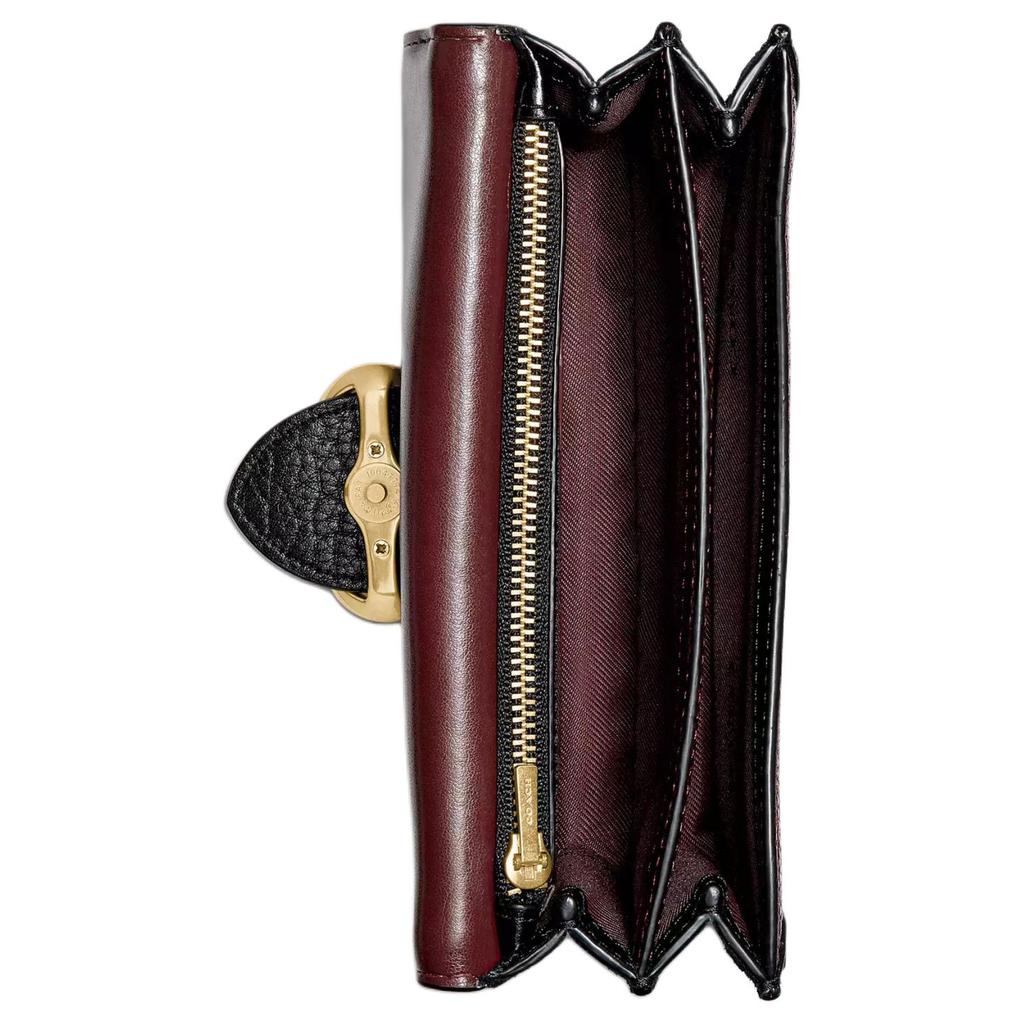 Coach Riley 18 Carriage Buckle Accordion Bag Women Shoulder Bag Black Burgundy 79668-B4C1L