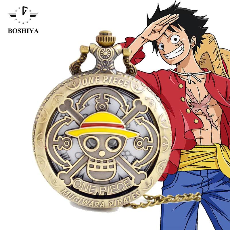 Карманные часы One Piece Король Пиратов светящиеся старинные часы винтажные часы подвеска-раскладушка детские карманные часы студенческий кулон аниме