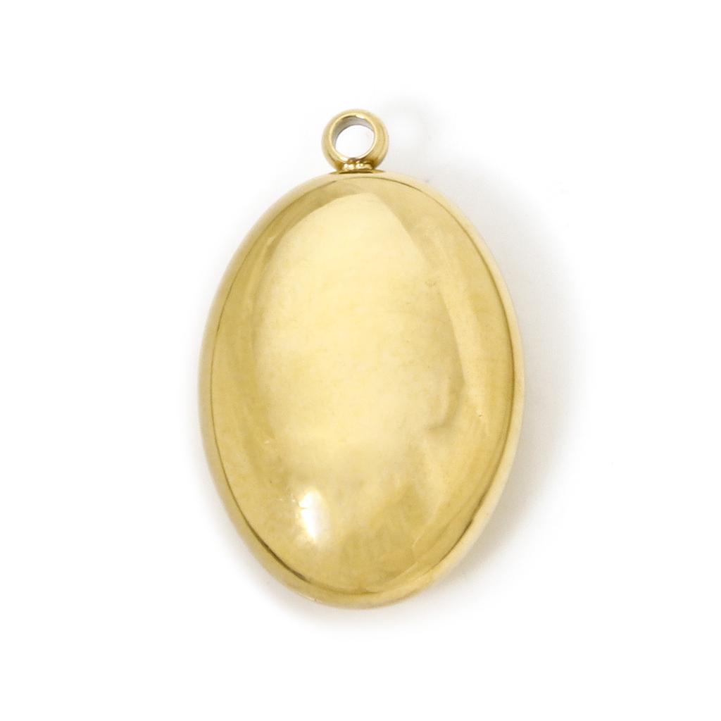 1pc 304 Stainless Steel Charms 3D Oval Rectangle Small Pendant 14K Gold Plated Necklace Charm for Jewelry Making Women Findings