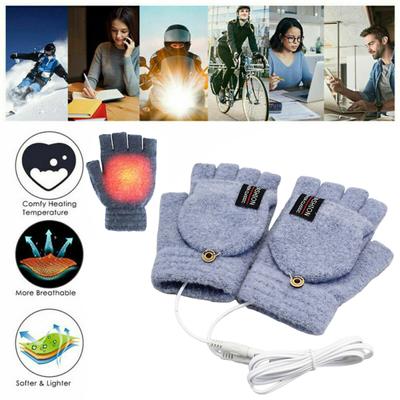 1 paar Winter Beheizte Handschuhe USB Lade Doppelseitige Heizung Waschbar Dicken Gestrickte