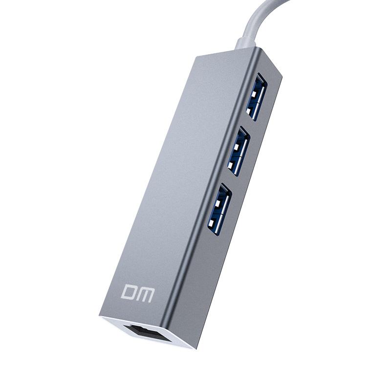 High-Speed Mini USB 3.0 Hub for Laptop PC 3 Ports 1000MBPS Ethernet Aluminum Dark CHB012