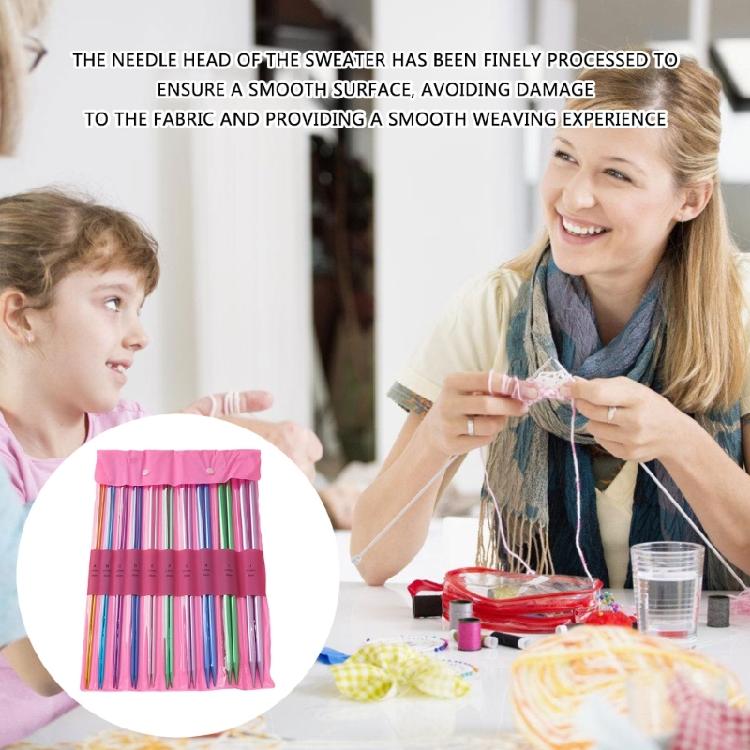 10 Paar Aluminium Stricknadeln zum Stricken Weben Pullover Mütze Socke Tasche, 35,0 cm lange Stricknadel, einspitzig