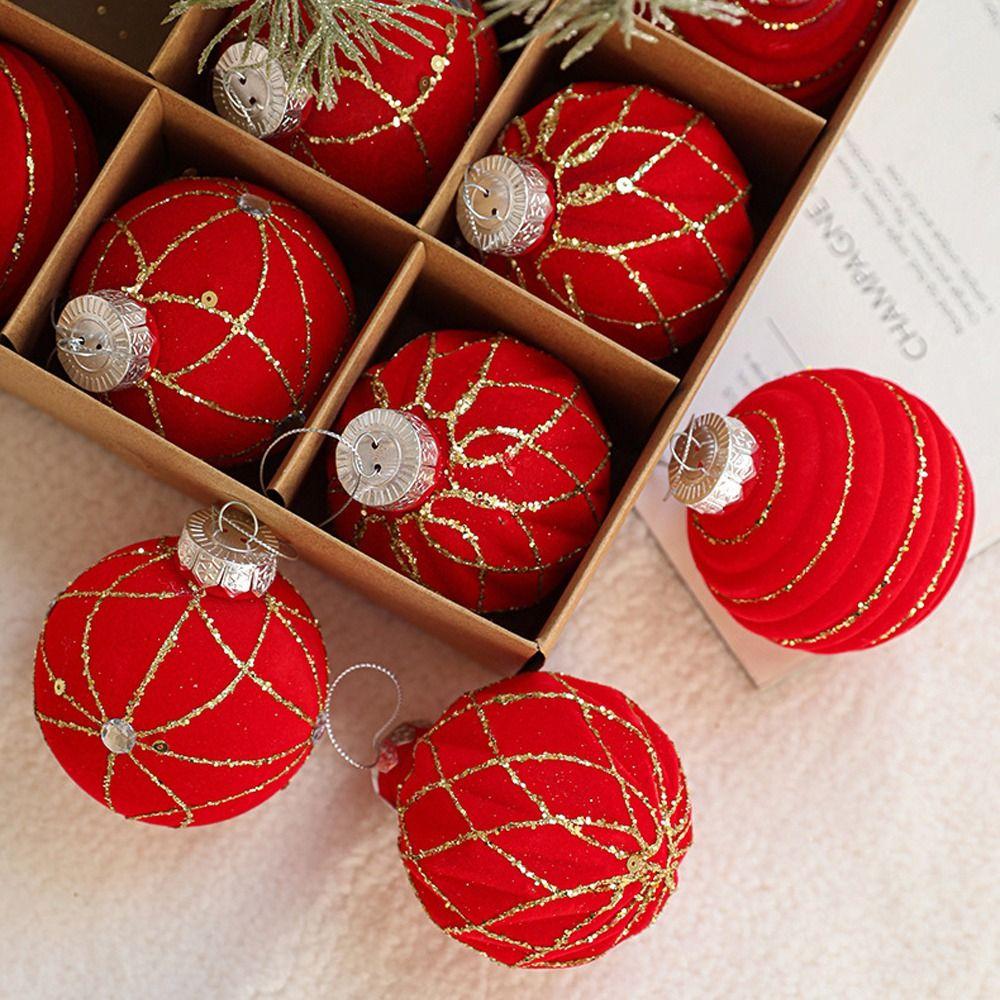9pcs 8cm Christmas Hanging Balls Glitter Xmas Tree Ornaments  Home New Year Festival Gift