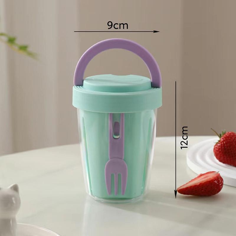 Fruit Storage Box With Drainage, Lid And Fork, Sealed, Leak Proof And Fresh-Keeping, Student Portable Breakfast Cup Picnic Box