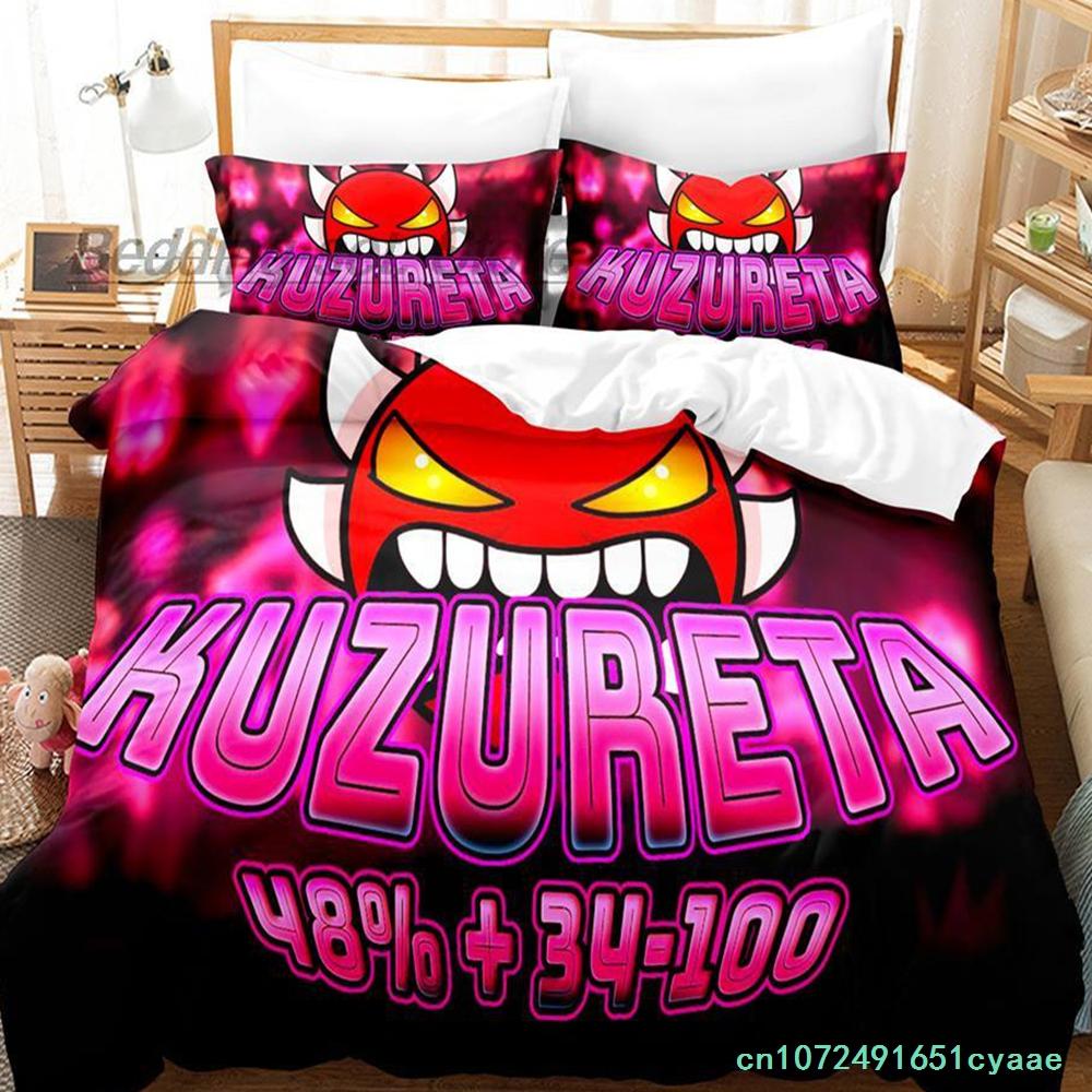 Angry Geometry Dash Bedding Set Single Twin Full Queen King Size Bed Set Aldult Kid Bedroom Duvetcover Sets 3D Print Kawaii 2022