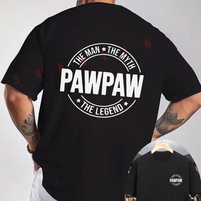 PAWPAW Creative Graphic Motorcycle T-Shirt Double-Sided Print Men's Short Sleeve Round Neck Ca