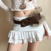 Faux Fur Furry Waistband PU Leather Y2K Waistband Fashion Plush Belt  Female/Girls