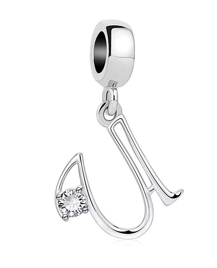 26 A-Z Alphabetperlen Kupfer Liebesbrief-Anhänger Passend für Original Armreif-Charms-Armband Zirkonia-Perle Schmuck