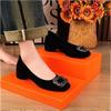 Low-heeled Casual Single Shoes New Autumn Black Square-headed Rhinestone Shallow Mouth Temperament Thick-heeled Commuter Shoes