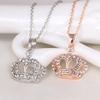 VOQ Fashion New Full Crystal Crown Pendant Necklaces for Women Princess Chain Necklace Jewelry Party Gifts Wholesale