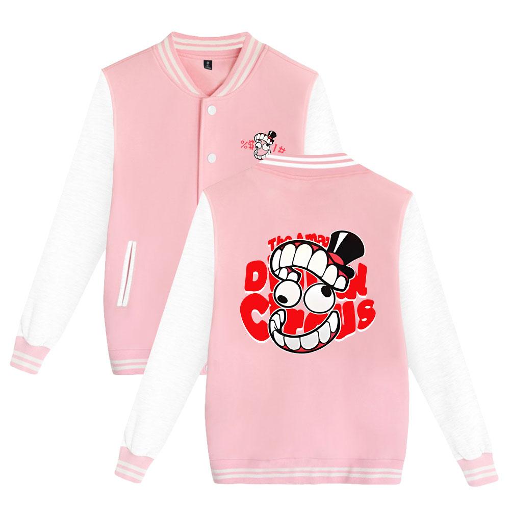 

Новые женские и мужские куртки Куртка-бомбер The Amazing Digital Circus Аниме Бейсбольная куртка Oversize Верхняя одежда в стиле хип-хоп для студенческих пар Одежда на заказ XXS розовый