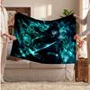 Tomioka Giyu Printed Flannel Blanket, Skin Friendly Warm Throw for Indoor Couch Bed Daily Use