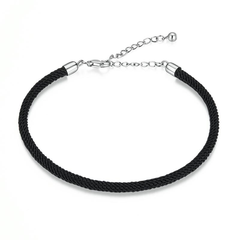 Bamoer 925 Silver Black Basic Braided Bracelet White Four Colors Gray Red Mixed Bracelet for Women DIY Fashion Jewelry