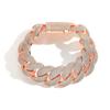 Hip Hop Brass Jewelry Bling CZ Iced Out 22mm Cuban Link Bracelet Rose Gold Plated Bubble Cuban Link Bracelet for Women and Men
