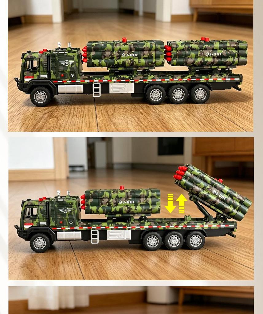 Alloy Anti-Aircraft Missile Artillery Vehicle Toy - Pull-Back Car for Boys Aged 1-6
