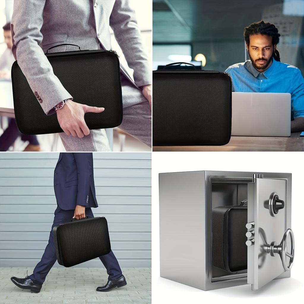 1pc Fireproof & Waterproof File Organizer with Combination Lock - 3-Layer Portable Document Storage Box for Laptop, Certificates