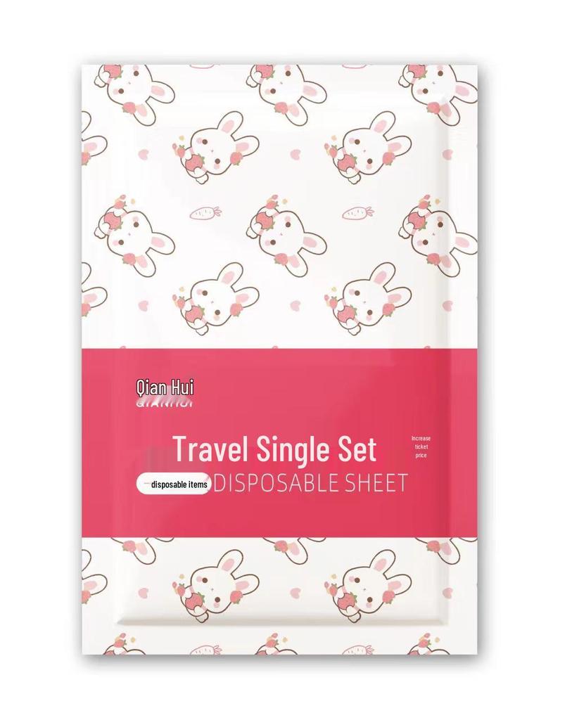 Travel Disposable Bed Sheets & Pillowcase Set with Printed Duvet Cover, 3-4 Piece Hotel Isolation Sleeping Bag