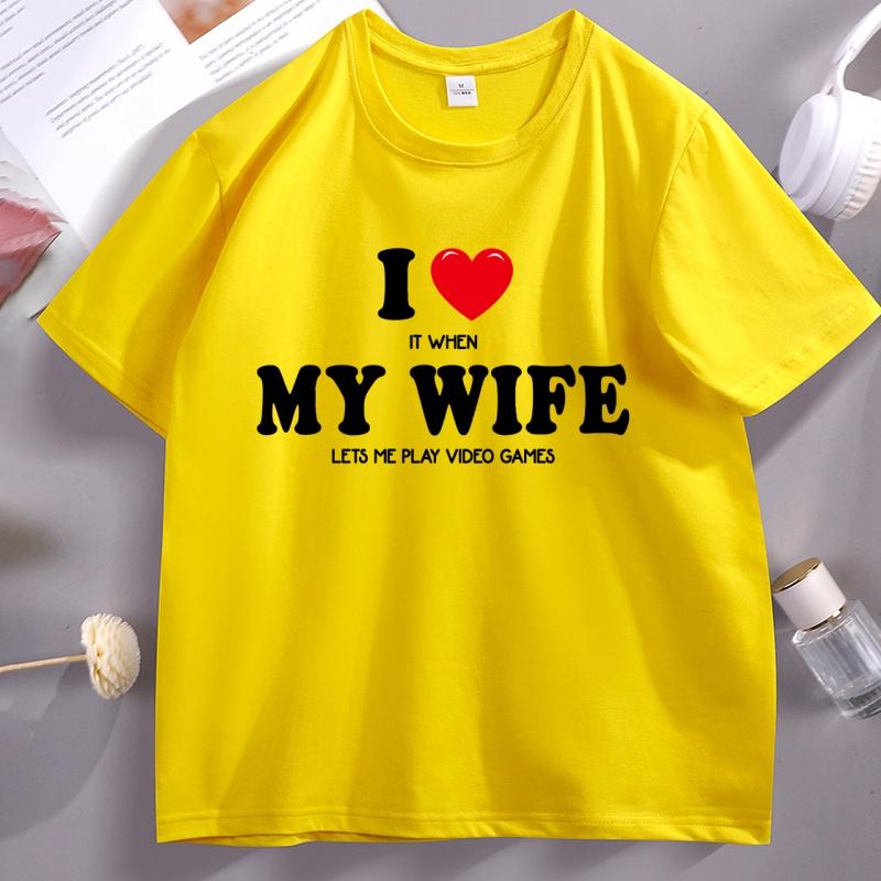

Funny Unisexs T Shirt I Love It When My Wife Let Me Tee Fishing TShirt Video Games Fathers Day Gift Husband Tee Male Clothes Tops 4XL