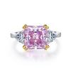 Luoxi Temple S925 Sterling Silver 5 Carat Cushion Cut Yellow Pink Diamond Simulation Ring for Women