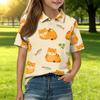 Kids Short Sleeve Polo Shirt Animal Print Casual T Shirt Button Down Collar Comfortable Fit Soft Fabric Breathable Design