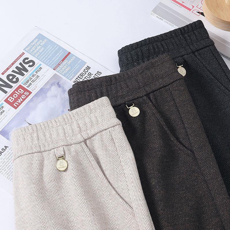 Mom's High-Waisted Drapey Wide-Leg Pants for Autumn/Winter - Plus Velvet for Middle-Aged and Elderly Women