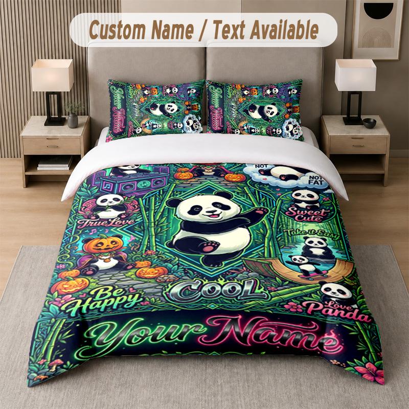 Halloween Theme Custom Text Or Name 3Pcs Bedding Set 1 Flat Sheet & 2 Pillowcases Personalized Home Bedding
