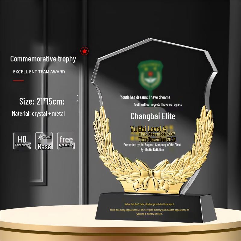 Military Veteran Engraved Crystal Trophy