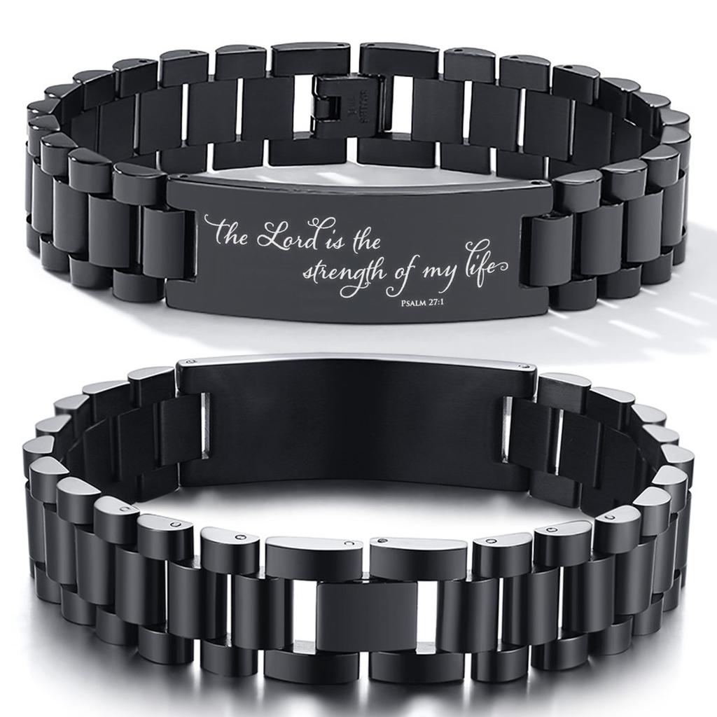 Vnox Assorted Bible Verse Bracelets for Men,Engraved Religious Scripture Quote Wristband,Faith Prayer Christian ID Bracelet Gift