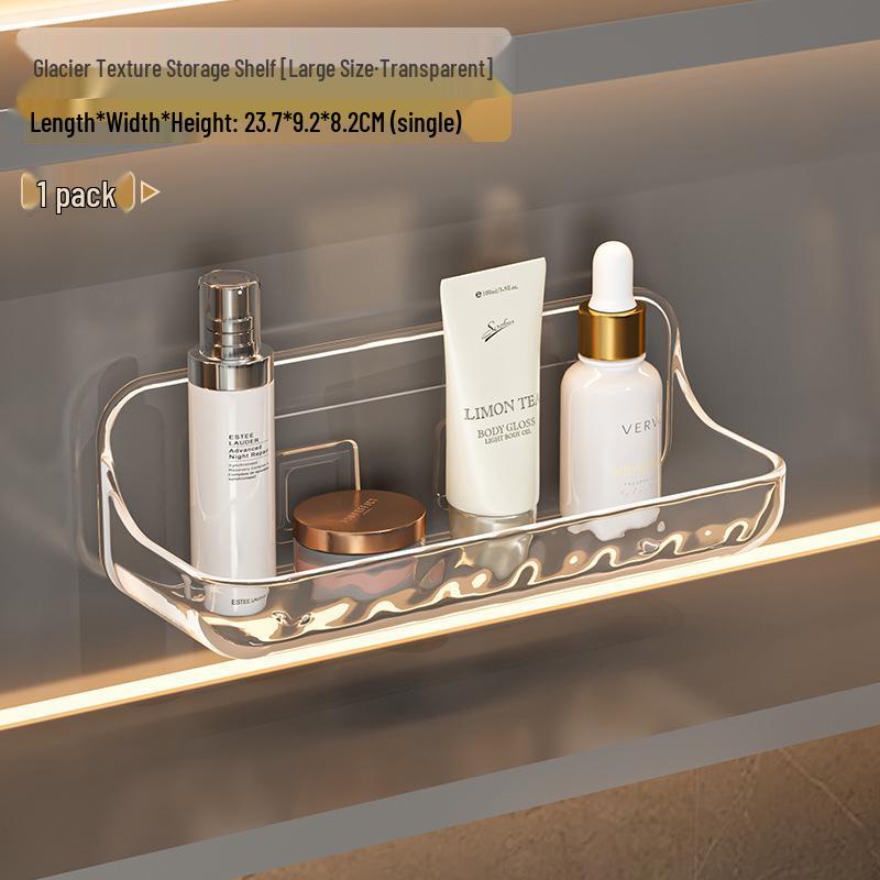 Punch-Free Wall-Mounted Bathroom Storage Shelf for Toiletries and Cosmetics