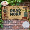 D Flat pc Vintage Read More Metal Sign Wall Decor with Book Pile and Green Leaf Design Perfect for Home Mothers Day Gift