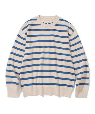UNIFORM BRIDGE Stripe Crew Neck Knit Ivory