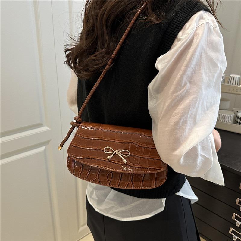 Fashion Bow Shoulder Armpit Bag Beautiful Solid Color Summer Simple Commuter Versatile Messenger Bag Women