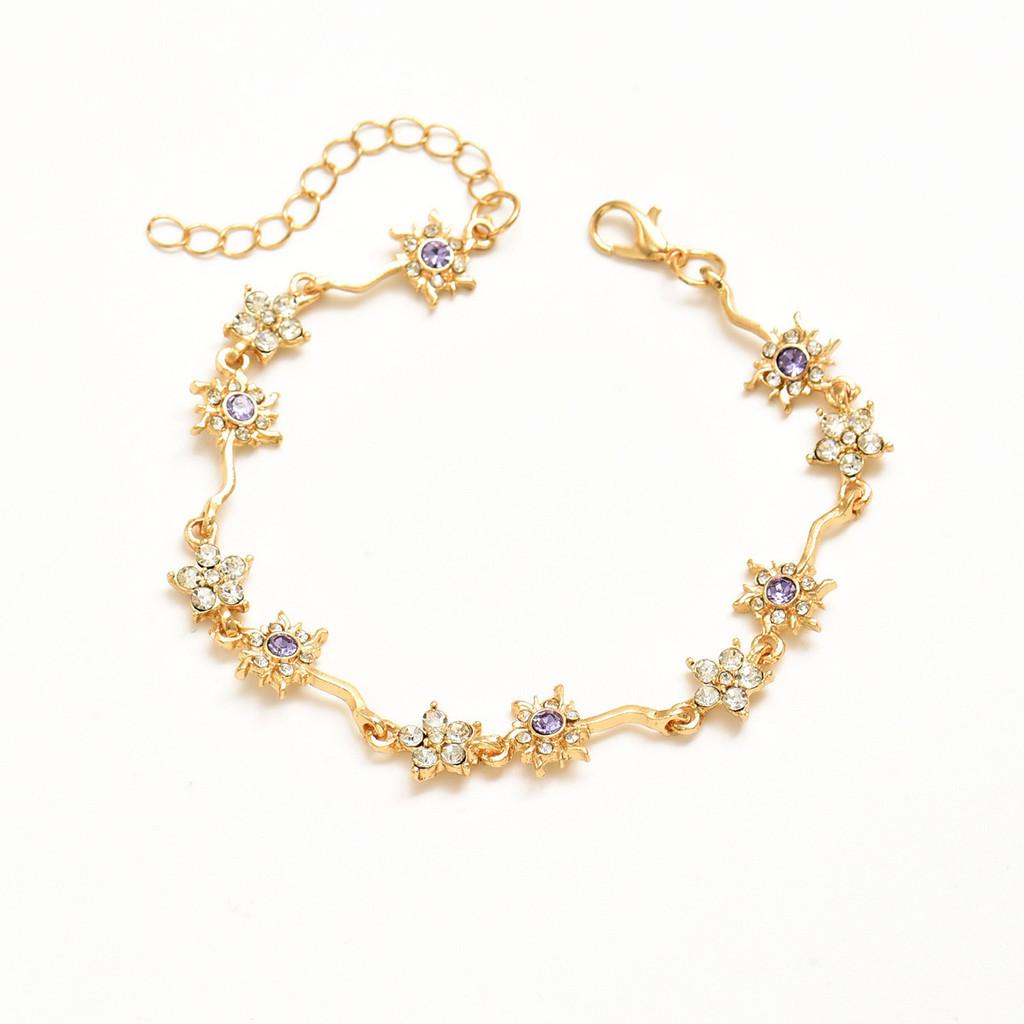 Flower Star Jewelry Bracelet With Purple Gemstone For Women Summer