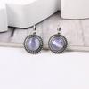 1 Pair Boho Big Round Stone Drop Earrings Women Girls Ear Jewelry Carved Vintage Tibetan Earrings