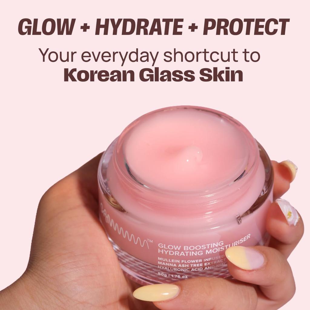 Sammmm GLOW Boosting Hydrating Face Moisturizer with UV Shield(50g) | Lightweight & Oil-Free | Moisturizer Gel for Korean Glass Skin | Made with H