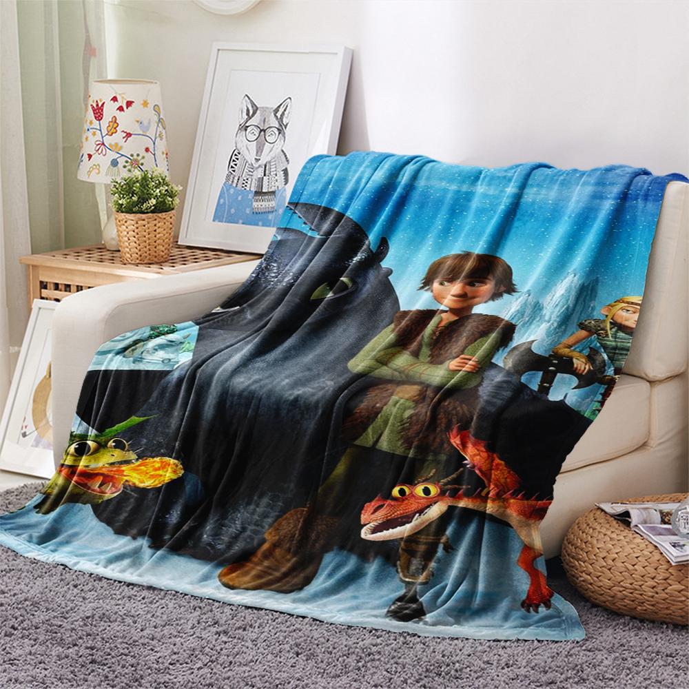 1Pc Dragon Training Print Flannel Blanket, High quality Comfortable for All Seasons, Home Decor, Warmth and Comfort, Perfect for Gifts