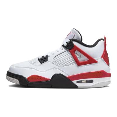 Air 4 Retro GS Red Cement Kids Sneakers White Fire-Red Black 408452-161