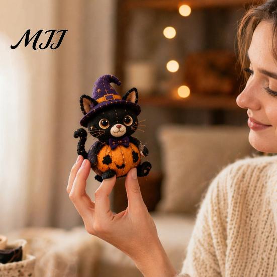Patchwork Tier-Set Halloween Freunde Set, DIY Nähen 4 Bastel Süße Charaktere herstellen, für Anfänger Handgemachtes Geschenk Feiertagsdekoration Niedlich