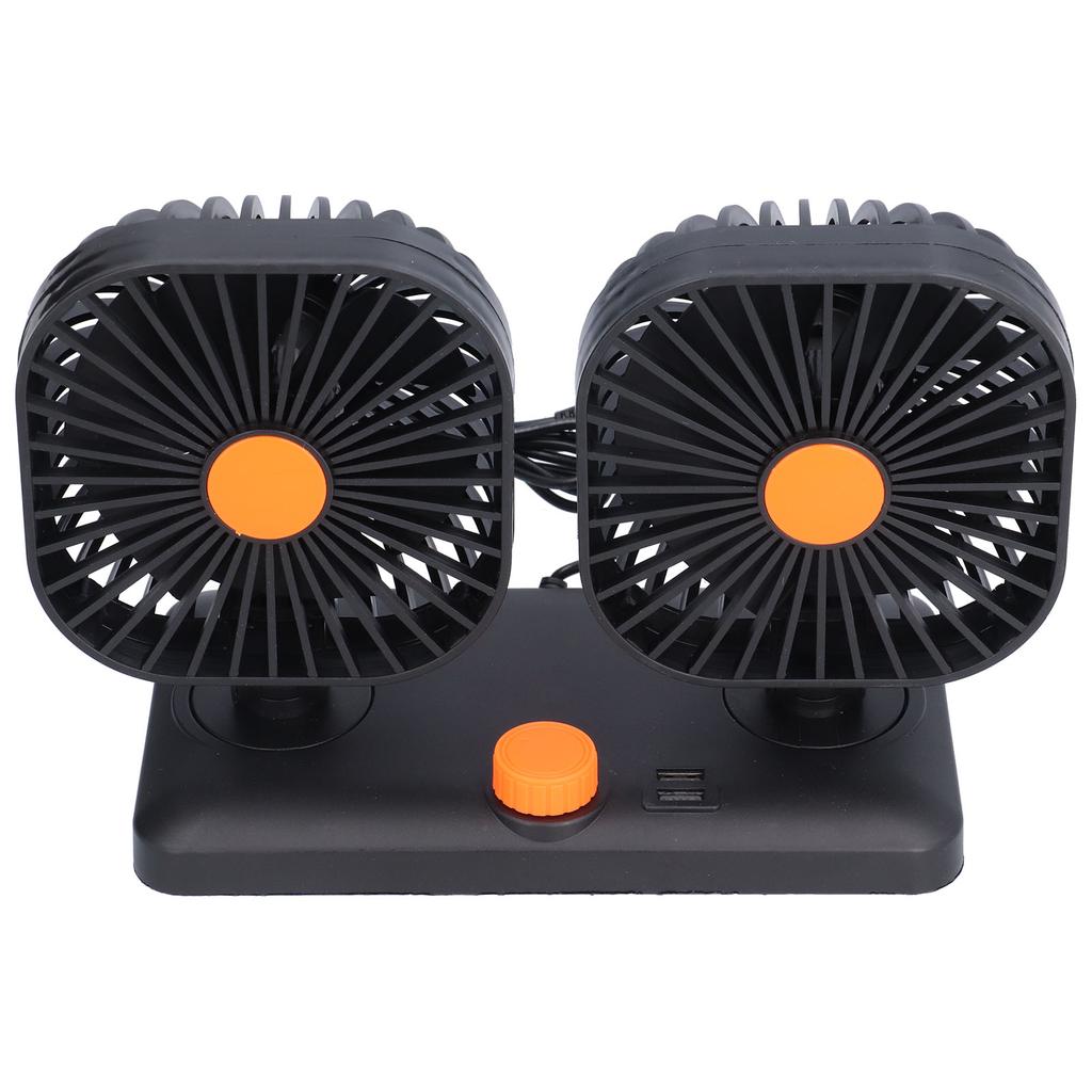 Car Air Cooling Fan Dual Head USB Universal Cooling Device 360 Degree Adjustable Square Low Noise Car Accessories