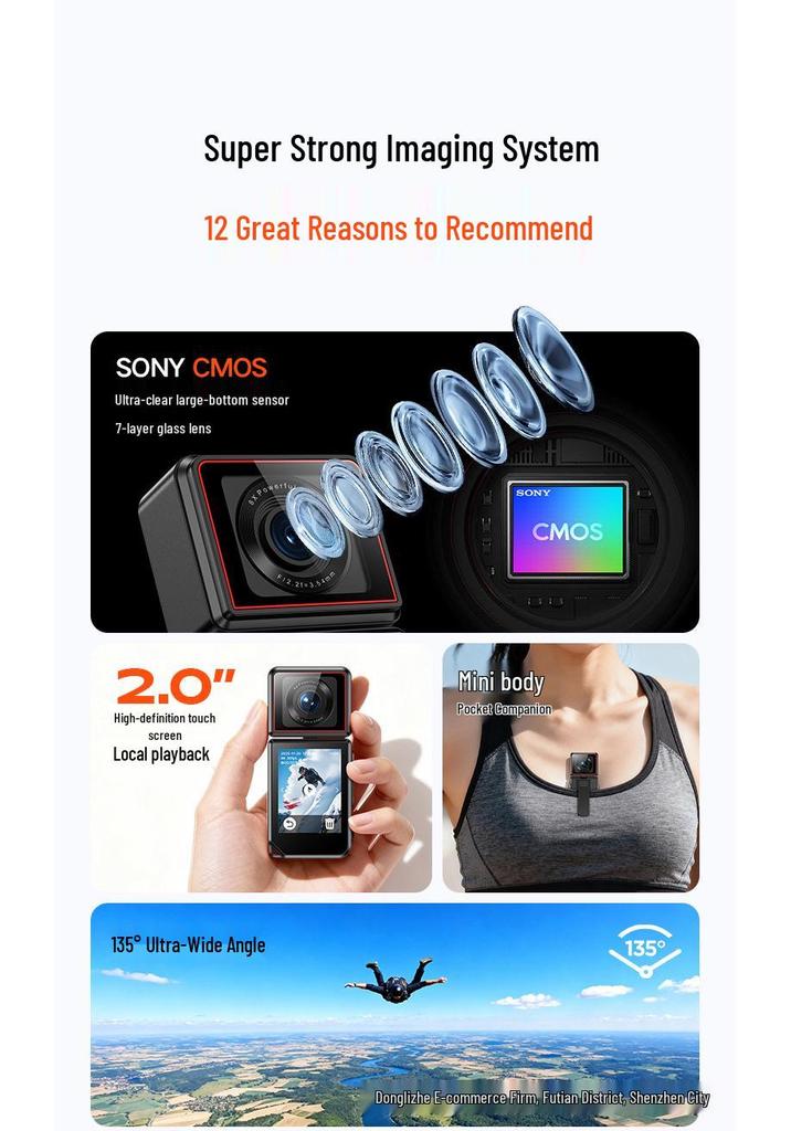 5K HD 180° Sports Motorcycle Dash Cam - Thumb Pocket Camera