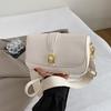 Solid Color Women's Shoulder Bag Wide Strap Handbag Brand Samll Crossbody Bag PU Leather Envelope Bag Lady Satchel Flap Handbags