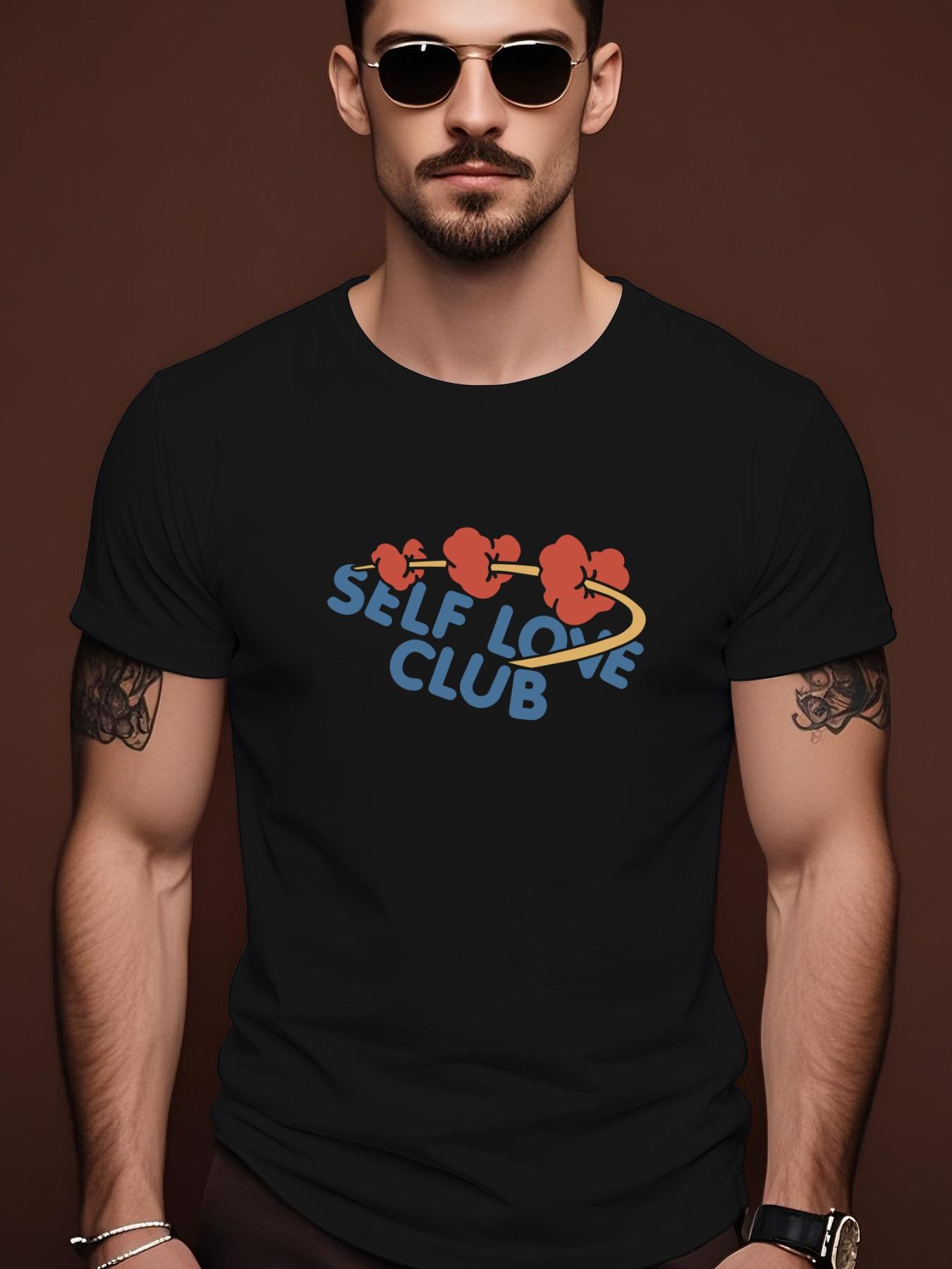Fun SELF Pattern Summer Casual Crew Neck Short Tshirt S
